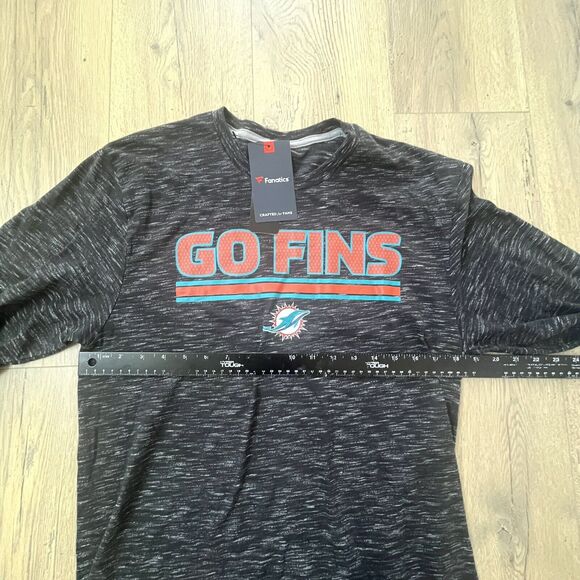 NWT Miami Dolphins Long Sleeve Mens Shirt Fanatics Grey “Go Fins” NFL Sz M - Picture 6 of 7